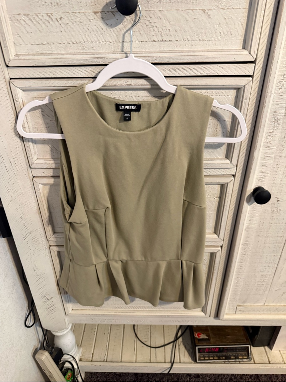 Express Olive Peplum Shell Top